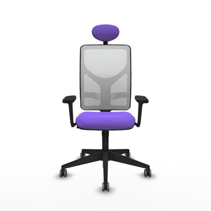 Motilla sincro malla blanca bali lila brazos 3D base piramidal cabecero fijo ruedas 65mm engomadas