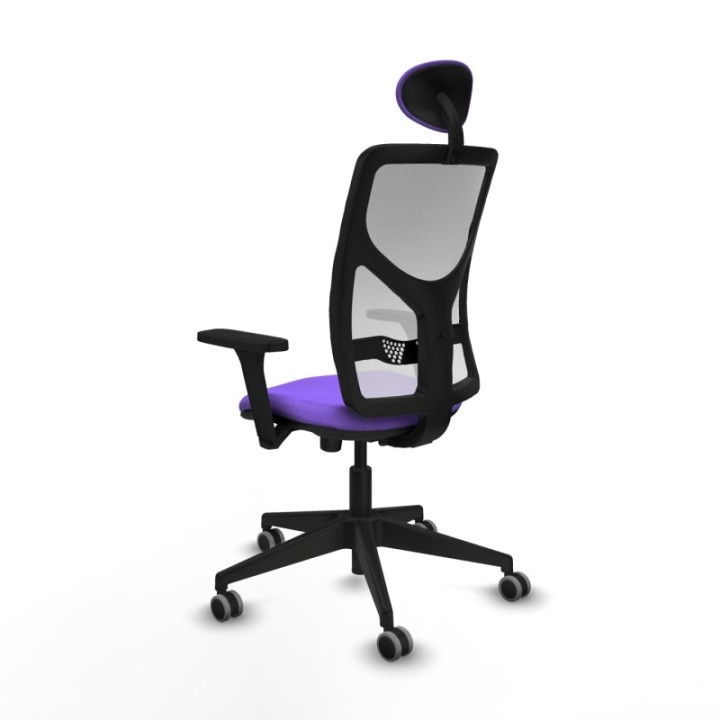 Motilla sincro malla blanca bali lila brazos 3D base piramidal cabecero fijo ruedas 65mm engomadas