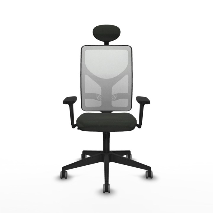 Motilla sincro malla blanca bali negro brazos 3D base piramidal cabecero fijo ruedas 65mm engomadas