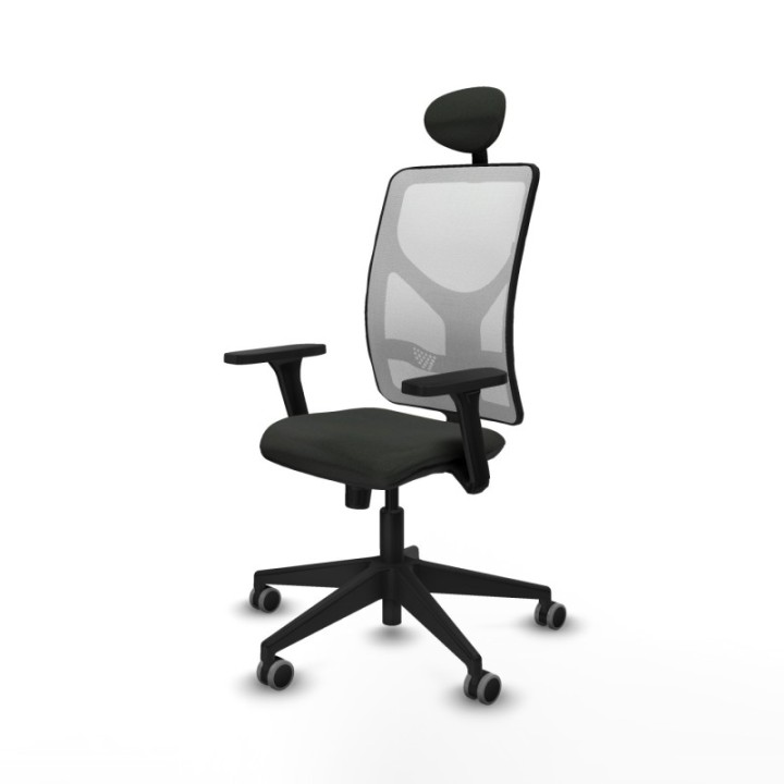 Motilla sincro malla blanca bali negro brazos 3D base piramidal cabecero fijo ruedas 65mm engomadas