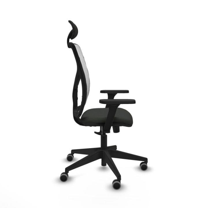 Motilla sincro malla blanca bali negro brazos 3D base piramidal cabecero fijo ruedas 65mm engomadas