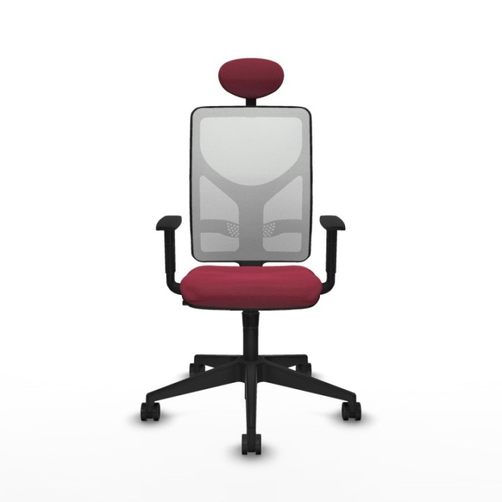 Motilla sincro malla blanca bali granate brazos 1D base piramidal cabecero fijo ruedas 65mm nailon