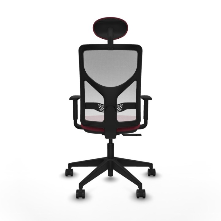 Motilla sincro malla blanca bali granate brazos 1D base piramidal cabecero fijo ruedas 65mm nailon