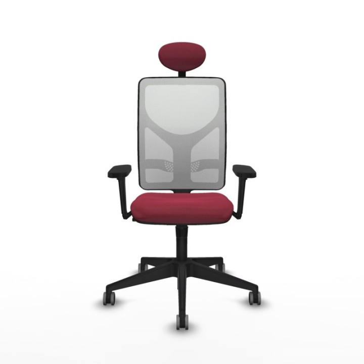 Motilla sincro malla blanca bali granate brazos 3D base piramidal cabecero fijo ruedas 65mm engomadas