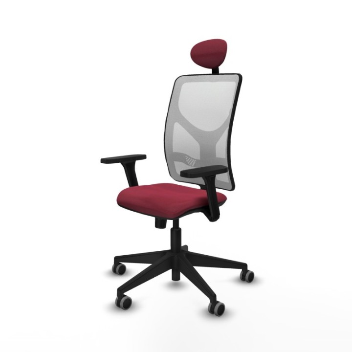 Motilla sincro malla blanca bali granate brazos 3D base piramidal cabecero fijo ruedas 65mm engomadas