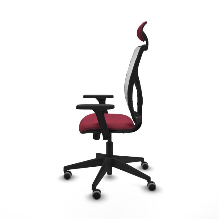 Motilla sincro malla blanca bali granate brazos 3D base piramidal cabecero fijo ruedas 65mm engomadas