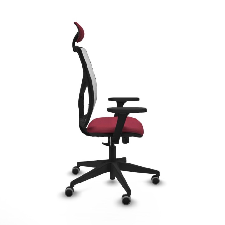 Motilla sincro malla blanca bali granate brazos 3D base piramidal cabecero fijo ruedas 65mm engomadas