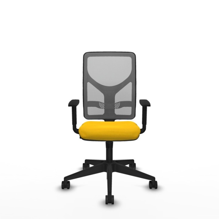 Motilla sincro malla gris bali amarillo brazos 1D base piramidal  ruedas 65mm nailon