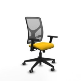 Motilla sincro malla gris bali amarillo brazos 3D base piramidal  ruedas 65mm engomadas