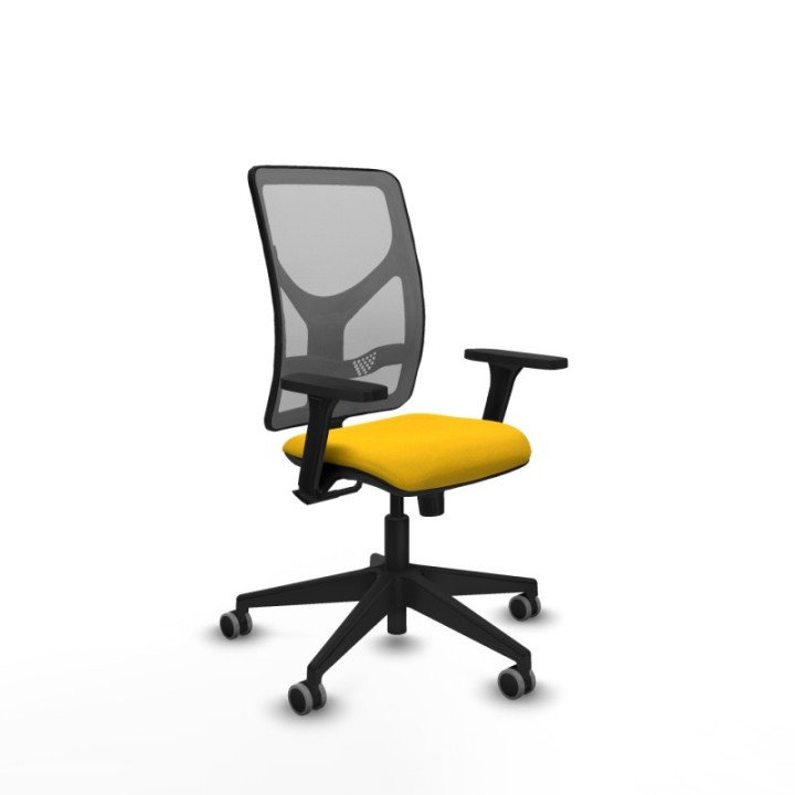 Motilla sincro malla gris bali amarillo brazos 3D base piramidal  ruedas 65mm engomadas