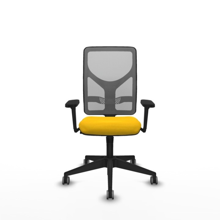 Motilla sincro malla gris bali amarillo brazos 3D base piramidal  ruedas 65mm engomadas