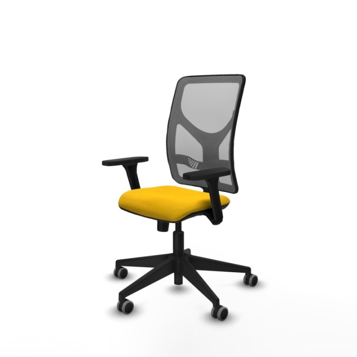 Motilla sincro malla gris bali amarillo brazos 3D base piramidal  ruedas 65mm engomadas