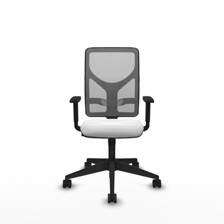 Motilla sincro malla gris bali blanco brazos 1D base piramidal  ruedas 65mm nailon