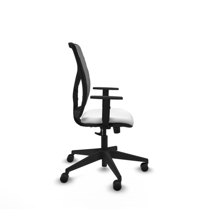 Motilla sincro malla gris bali blanco brazos 1D base piramidal  ruedas 65mm nailon