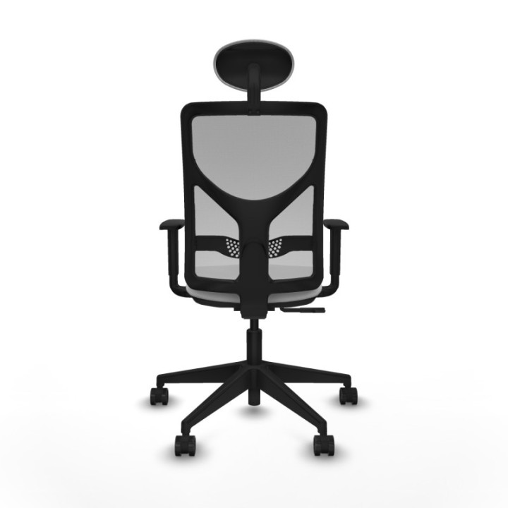 Motilla sincro malla gris bali blanco brazos 1D base piramidal cabecero fijo ruedas 65mm nailon