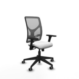 Motilla sincro malla gris bali blanco brazos 3D base piramidal  ruedas 65mm engomadas