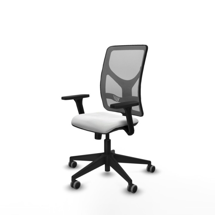 Motilla sincro malla gris bali blanco brazos 3D base piramidal  ruedas 65mm engomadas