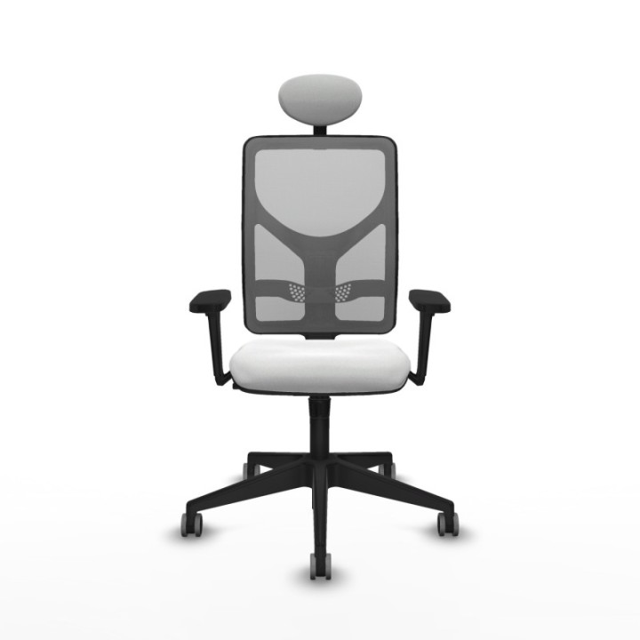 Motilla sincro malla gris bali blanco brazos 3D base piramidal cabecero fijo ruedas 65mm engomadas