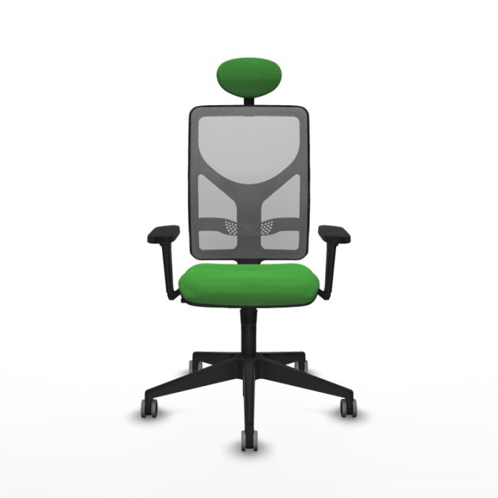 Motilla sincro malla gris bali verde brazos 3D base piramidal cabecero fijo ruedas 65mm engomadas