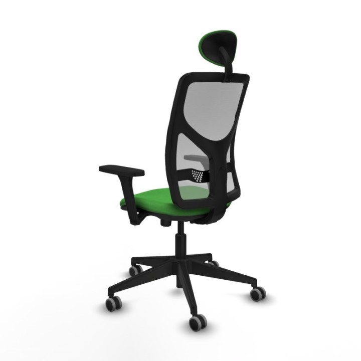 Motilla sincro malla gris bali verde brazos 3D base piramidal cabecero fijo ruedas 65mm engomadas