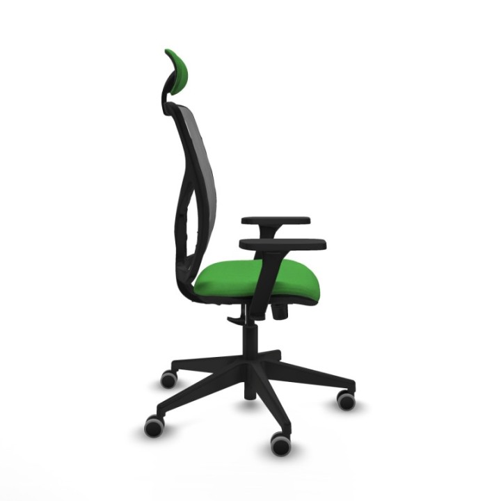 Motilla sincro malla gris bali verde brazos 3D base piramidal cabecero fijo ruedas 65mm engomadas