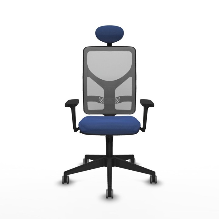 Motilla sincro malla gris bali azul marino brazos 3D base piramidal cabecero fijo ruedas 65mm engomadas