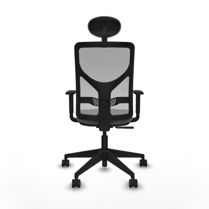 Motilla sincro malla gris bali gris brazos 1D base piramidal cabecero fijo ruedas 65mm nailon