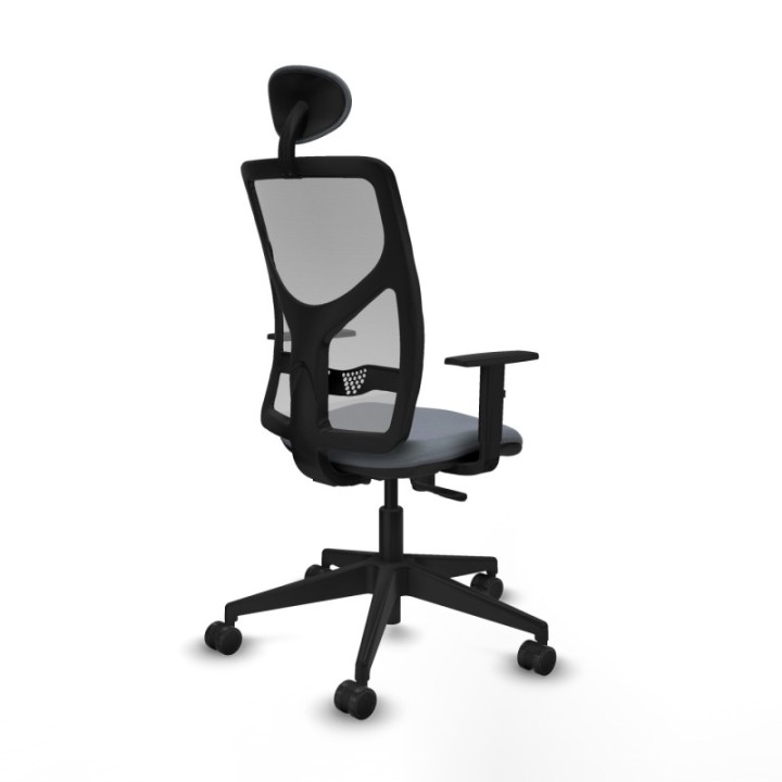 Motilla sincro malla gris bali gris brazos 1D base piramidal cabecero fijo ruedas 65mm nailon