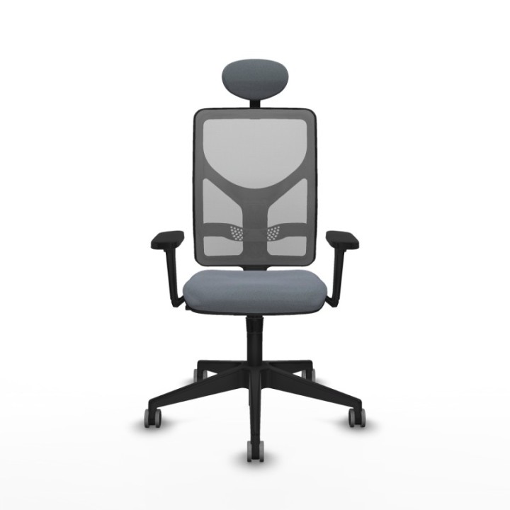 Motilla sincro malla gris bali gris brazos 3D base piramidal cabecero fijo ruedas 65mm engomadas