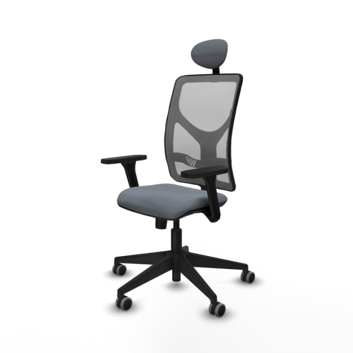 Motilla sincro malla gris bali gris brazos 3D base piramidal cabecero fijo ruedas 65mm engomadas