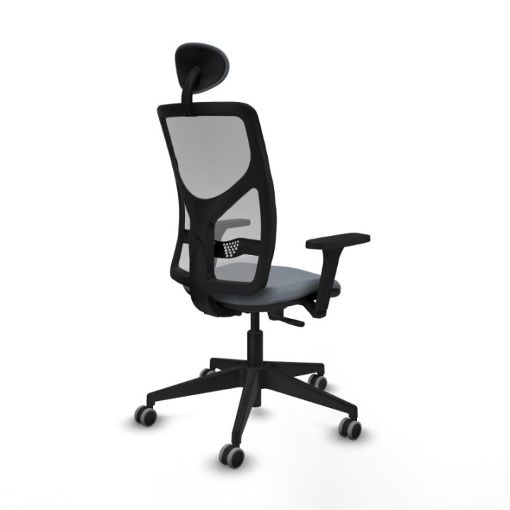 Motilla sincro malla gris bali gris brazos 3D base piramidal cabecero fijo ruedas 65mm engomadas