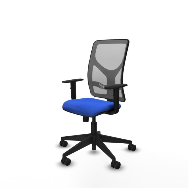 Motilla sincro malla gris bali azul brazos 1D base piramidal  ruedas 65mm nailon