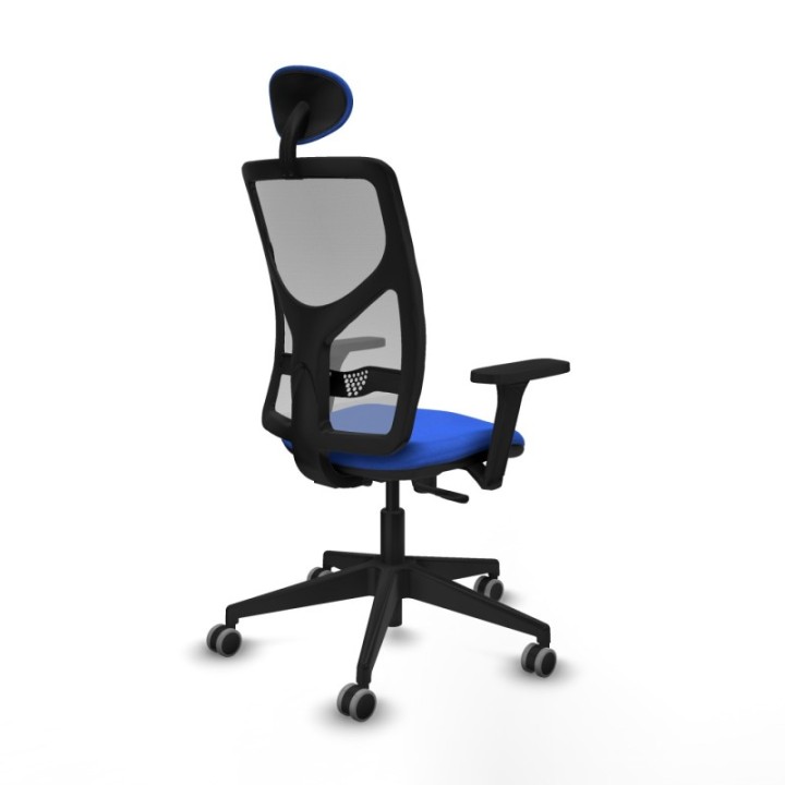 Motilla sincro malla gris bali azul brazos 3D base piramidal cabecero fijo ruedas 65mm engomadas