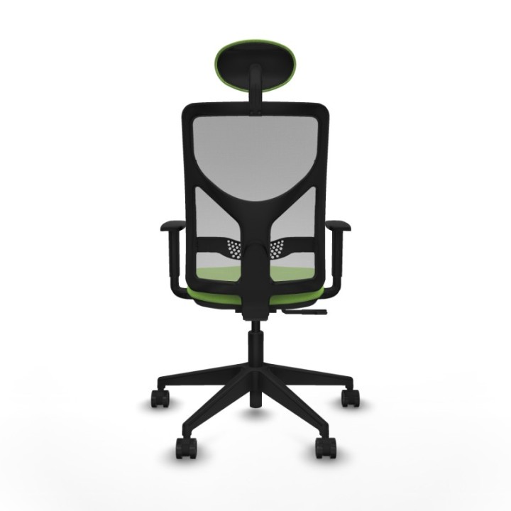 Motilla sincro malla gris bali pistacho brazos 1D base piramidal cabecero fijo ruedas 65mm nailon