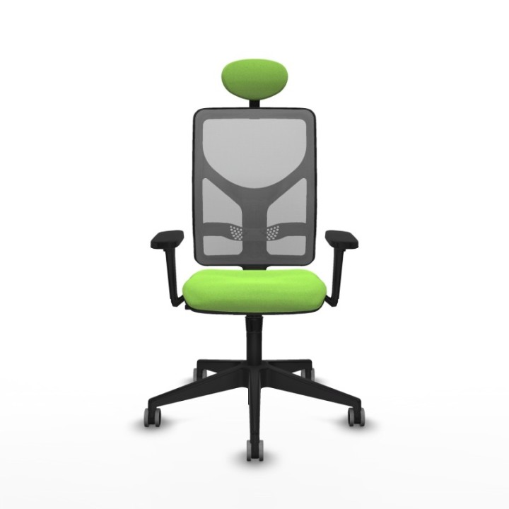 Motilla sincro malla gris bali pistacho brazos 3D base piramidal cabecero fijo ruedas 65mm engomadas