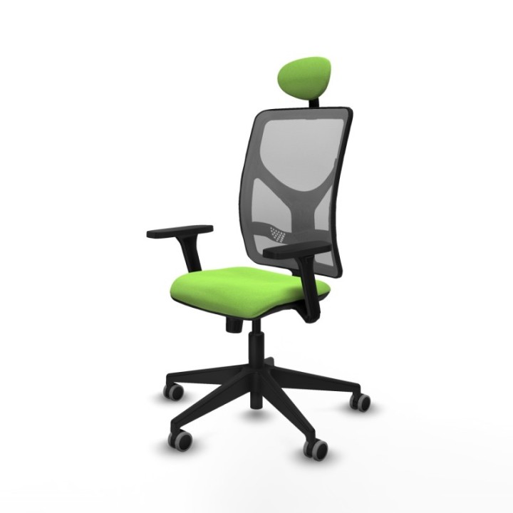 Motilla sincro malla gris bali pistacho brazos 3D base piramidal cabecero fijo ruedas 65mm engomadas