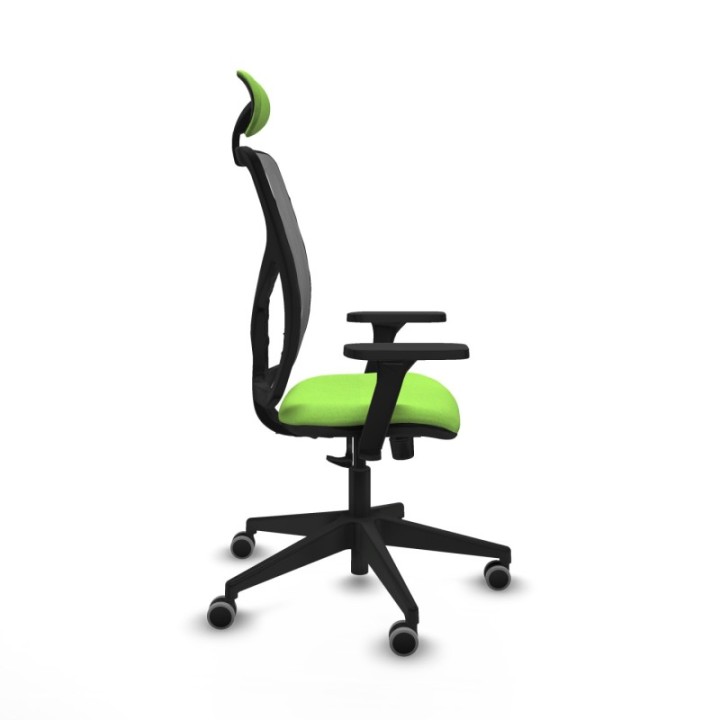 Motilla sincro malla gris bali pistacho brazos 3D base piramidal cabecero fijo ruedas 65mm engomadas