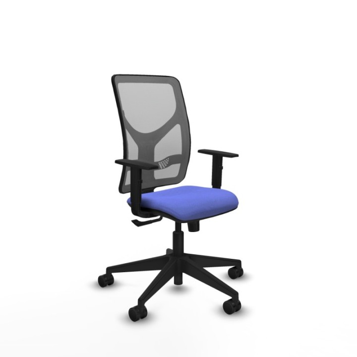 Motilla sincro malla gris bali azul claro brazos 1D base piramidal  ruedas 65mm nailon