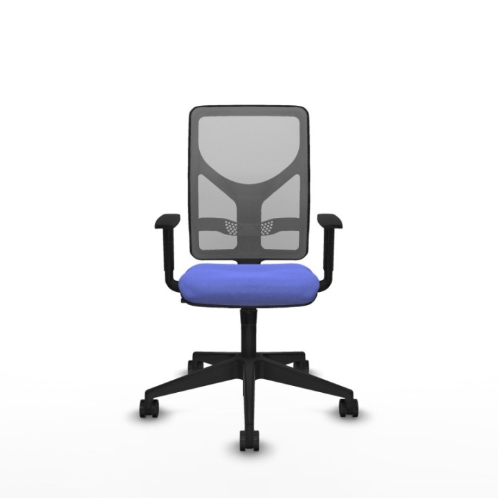 Motilla sincro malla gris bali azul claro brazos 1D base piramidal  ruedas 65mm nailon