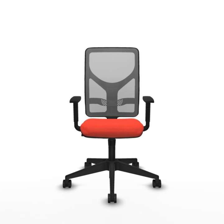 Motilla sincro malla gris bali naranja oscuro brazos 1D base piramidal  ruedas 65mm nailon