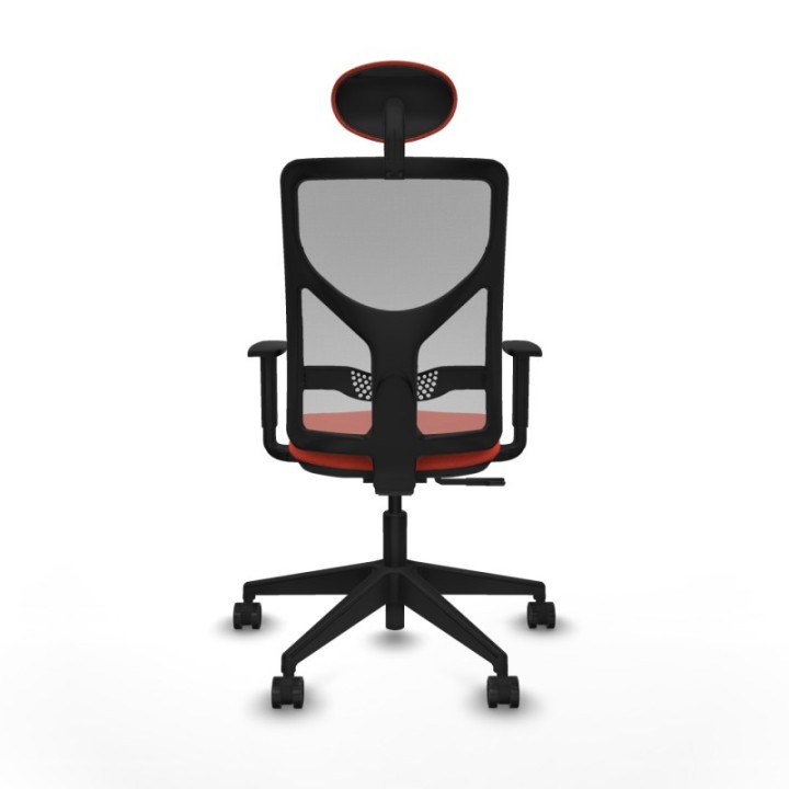 Motilla sincro malla gris bali naranja oscuro brazos 1D base piramidal cabecero fijo ruedas 65mm nailon