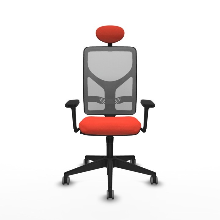 Motilla sincro malla gris bali naranja oscuro brazos 3D base piramidal cabecero fijo ruedas 65mm engomadas