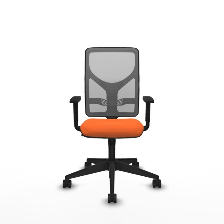 Motilla sincro malla gris bali naranja brazos 1D base piramidal  ruedas 65mm nailon