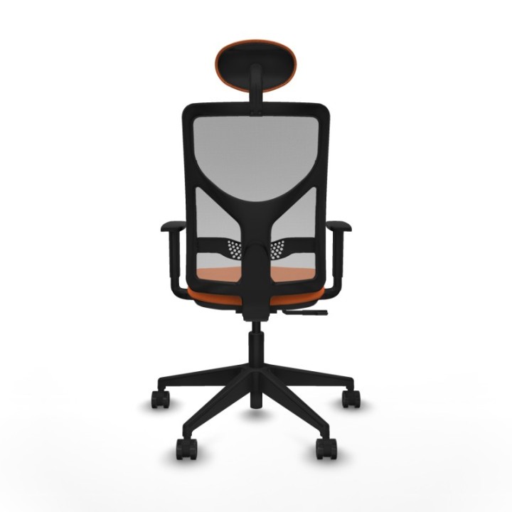 Motilla sincro malla gris bali naranja brazos 1D base piramidal cabecero fijo ruedas 65mm nailon