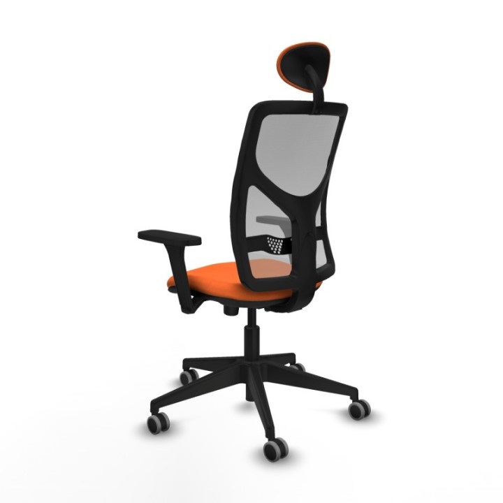 Motilla sincro malla gris bali naranja brazos 3D base piramidal cabecero fijo ruedas 65mm engomadas