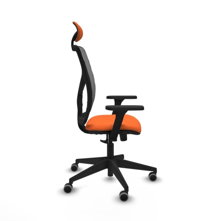 Motilla sincro malla gris bali naranja brazos 3D base piramidal cabecero fijo ruedas 65mm engomadas