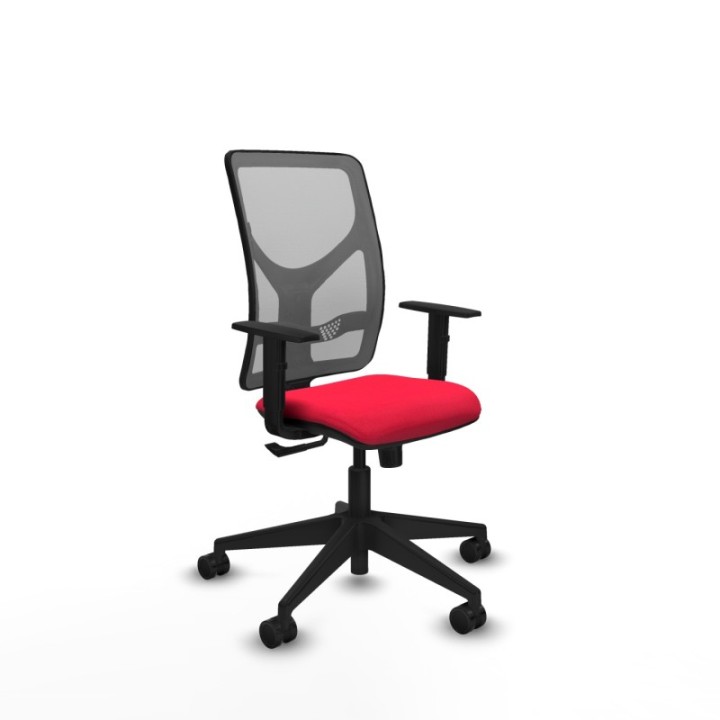 Motilla sincro malla gris bali rojo brazos 1D base piramidal  ruedas 65mm nailon