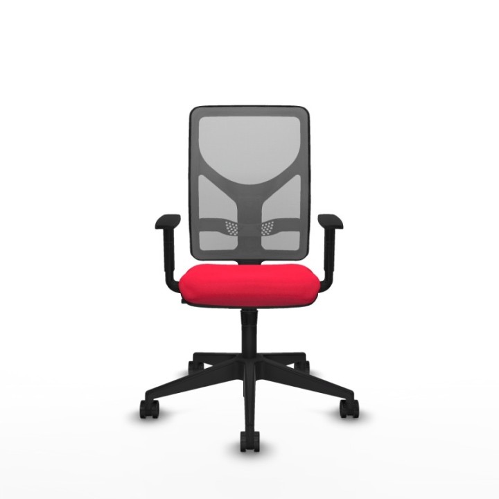 Motilla sincro malla gris bali rojo brazos 1D base piramidal  ruedas 65mm nailon