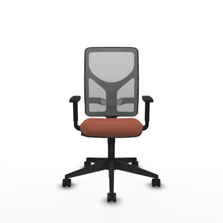 Motilla sincro malla gris bali marrón brazos 1D base piramidal  ruedas 65mm nailon