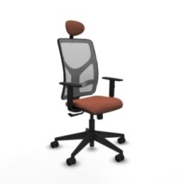 Motilla sincro malla gris bali marrón brazos 1D base piramidal cabecero fijo ruedas 65mm nailon